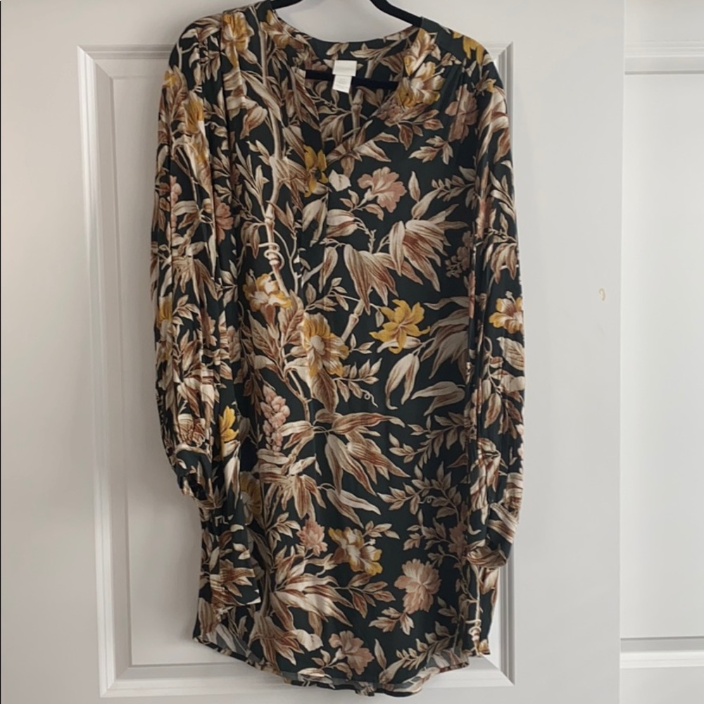 Floral print shirt dress